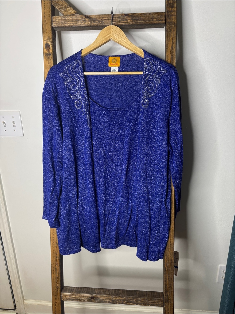 Ruby Rd. Royal Blue Sparkle Cardigan & Tank Set XL